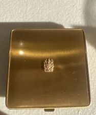 Vtg WWII Military Sweetheart Compact Rouge Makeup Gold Tone Mirrored w/ Crest  picture
