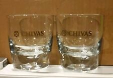 CHIVAS REGAL (SET OF 2) Large & Heavy Whiskey Glasses w/ Gold Logo Lettering picture