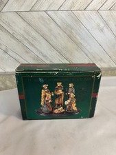 Vintage Kirkland's 7 Pc Nativity Set Wood Base Original Box Christmas 034468 picture