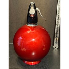 Vintage Sparklets Globemaster Soda Syphon Ruby Red Metallic MCM Seltzer Bottle picture