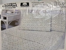 NOS Vtg Cotton Comfort By BIBB Flannel Cotton Blend Sheet Set 4pc Full Floral  picture