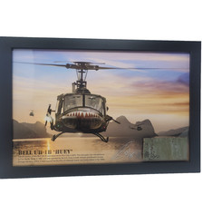 Bell UH-1B Huey Vietnam Helicopter Ron Cole Signed Relic Skin Art Display 51/75 picture