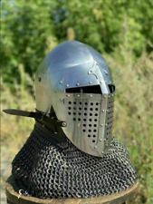 Medieval Barbuta ChainMail Helmet Steel Barbute Helmet LARP Costume Armor Helmet picture