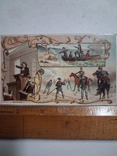 1892 ARBUCKLE BROS COFFEE Victorian ORNATE Soldiers BATTLE Cavalry SHIPS picture