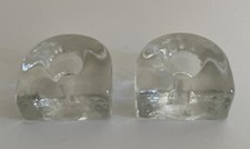Candle Holders Clear Solid Block Glass Horseshoe Arch Shape Taper Retro Freeform picture