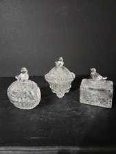 3 Set VTG HOFBAUER BYRDES Crystal Trinket Boxes Bird, W. Germany Mid-late 1900s picture