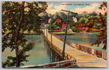 Annisquam Massachusetts The Bridge Water Houses Trees Postcard PC232 picture