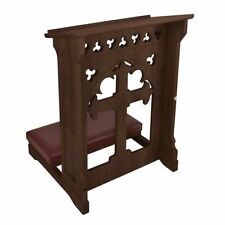 Standing Holy Cross Padded Kneeler for Church or Home, Walnut Stain picture