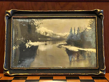 Antique R.E. Marble Framed Photo Lake McDonald Glacier National Park Vtg Montana picture