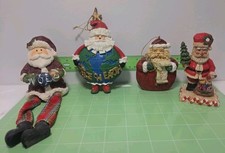  4 VTG Santa Claus Holiday Christmas Ornament Figurine Decor Saint Nick Xmas picture