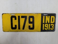 1913 Indiana  License Plate Tag PORCELAIN MOTORCYCLE FIRST ISSUE picture