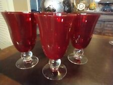 Lenox Holiday Gems Ruby Red Water/Wine Glasses with Clear Ball Bottom Set 4 NEW picture