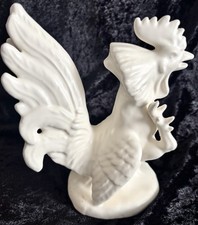 Ceramic Matte White Chicken/Rooster/Fighting Cock Figurine Farm House Decor picture