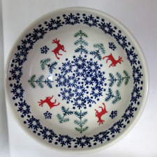 Wiza Boleslawiec Markowska Christmas Polish Pottery bowl handmade Reindeer Trees picture