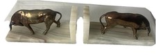 Vintage BULL Bookend Artemetalica S.A. Mexico bronze/brass/stone FAST Shipping picture