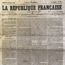 Journal LA REPUBLIQUE FRANCAISE 10 March 1848 Circular de CARNOT aux Recteurs picture