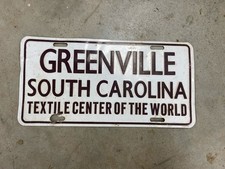 VINTAGE GREENVILLE South Carolina SC License Plate Tag Textile Center Of World picture