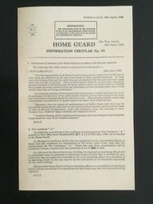 1943 WWII HOME GUARD INFORMATION CIRCULAR No.33 : THE WAR OFFICE picture