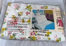 Vintage Cannon Royal Family Full Flat Sheet Royal Bouquet Camellia Pink NIP picture