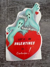 Vtg Rare Ghost Valentine Card Die Cut Spooky Halloween Valloween picture