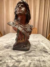 Hiawatha Chalkware Indian Bust Statue picture