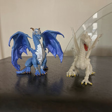 Fantasy Dragon Figurines Lot of 2, Blue and White Dragon Theme Decor picture