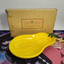 Avon Shades of Autumn Ceramic Yellow Squash Condiment Dish Spoon Rest Vintage picture