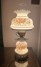 Vintage 1973 Quoizel Inc. Hurricane Table Lamp Gone With The Wind Wild Rose  picture