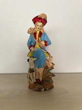 Vintage 1950s-60s German Chalkware Huntress Dog Figurine Plaster Statue 9