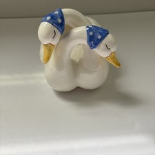 White Vintage Ceramic Swan Planter Glazed Pottery cottagecore picture
