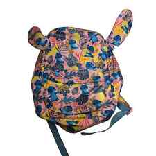 Rare Discontinued Disney Store Lilo and Stitch Backpack w/ Ears Pink Blue Floral picture