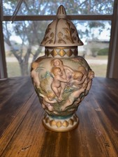 Vintage Victorian Urn Vase Decor Painted and Signed by Rosa Lee Yarborough 1978 picture