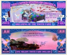 100 Pack Tooth Fairy Pillow Surprise Money Collectible Novelty 1 Million Dollars picture