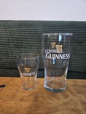 Vintage Guiness 16oz Pint Glass And 7oz Tasting Glass, White Lettering And Logo picture