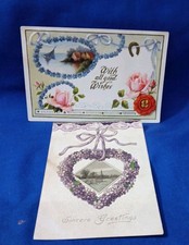 Sincere Greetings Floral  Embossed 2 cards Gd Condition picture
