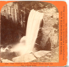 Vernal Fall 359 Ft High From The Top Looking Down--T. Houseworth Stereoview D100 picture