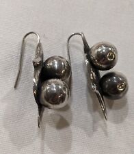 VINTAGE Collectible MEXICAN TAXCO SILVER  BALL Drop EARRINGS with EAR WIRES picture