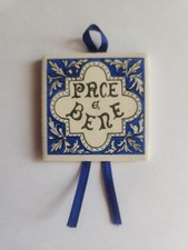 Vintage Italian Ceramic “Pace e Bene” Wall Tile Plaque Florence Italy picture