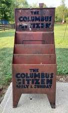 Antique The Columbus Citizen Daily & Sunday Ohio Metal Newspaper Stand Rack picture