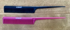 2 VTG Conair FINE TOOTH RAT TAIL COMBS Hairdressing Cutting Styling Black/Pink picture
