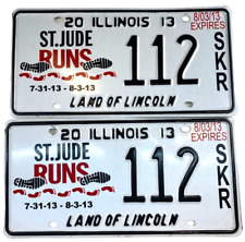 2013 Illinois Specialty Illinois License Plate Set St. Jude Runs 112 Collector picture