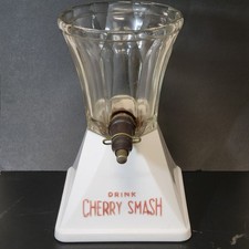 c1920s Cherry Smash Soda Fountain Dispenser Antique Art Deco Milk Glass Base picture