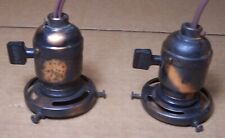 Antique Light Socket Japanned Hubbell 2 1/4 Fitter Vtg Art Copper Pair Part #B71 picture