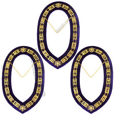 Masonic Regalia Cryptic Mason Royal & Select Master Chain Collar Set of 3 picture