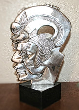 D’Argenta #423 Ceremonial Ax – Rare Silver Plated Aztec/Mayan Sculpture 12.3