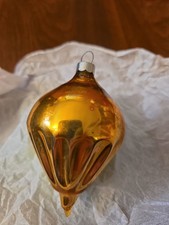 Vintage HEIM GOLD Glass Fluted Parachute Spin Top Pontil Christmas Ornament picture