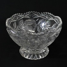 Zajecar Lead Crystal Etched Rose Footed Candy Dish  6.25