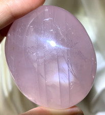GORGEOUS SILKY BLUE GLOW STAR LAVENDER STAR ROSE QUARTZ POLISHED PALMSTONE picture