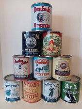 Vintage Oyster Can Brands 1 qt. cans - 10 Can Special   (RE-POP COLLECTIBLE) picture
