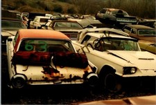 Junkyard junk rusty old vintage automobile car found photo 3.5x5
